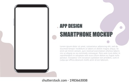 Diseño de presentación de aplicaciones. Moderna maqueta de smartphone con pantalla en blanco sobre fondo de manchas de tinta.