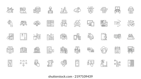 App programming, linear icons, line signs set, vector collection