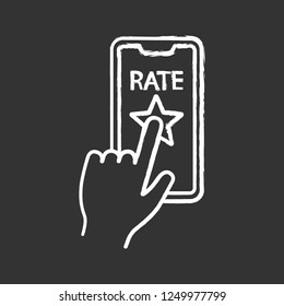 App rating chalk icon. Customer feedback application. Ranking. Reviews. Isolated vector chalkboard illustration