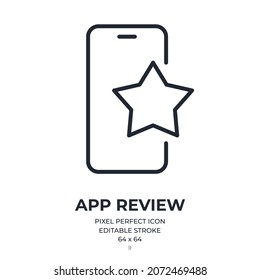 App-Review und User-Feedback-Konzept editierbaren Strich-Umriss Symbol einzeln auf weißem Hintergrund flache Vektorgrafik. Pixel perfekt. 64 x 64.