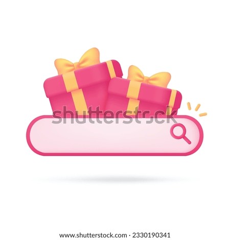 App search bar gift box promotion discount product festival season 3d illustration