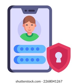App security, flat icon of account password 