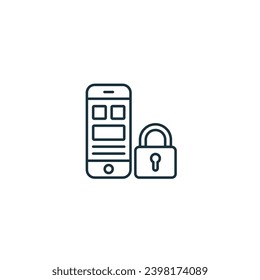 App security icon. Monochrome simple sign from app development collection. App security icon for logo, templates, web design and infographics.