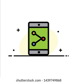 App Share, Mobile, Mobile Application  Business Flat Line Filled Icon Vector Banner Template