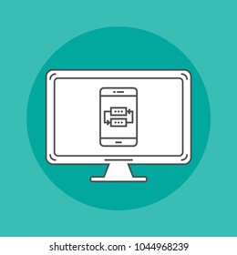 App soft line vector icon on computer