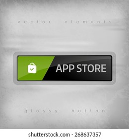 App Store buttons as modern glossy vector icons.