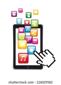 app store with cursor hand illustration isolated. vector