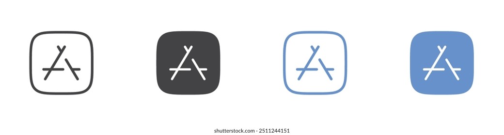 App store icon Flat set in black and white color