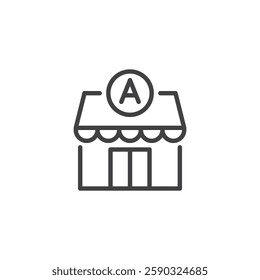 App Store line icon. linear style sign for mobile concept and web design. Storefront with an "A" symbol outline vector icon. Symbol, logo illustration. Vector graphics