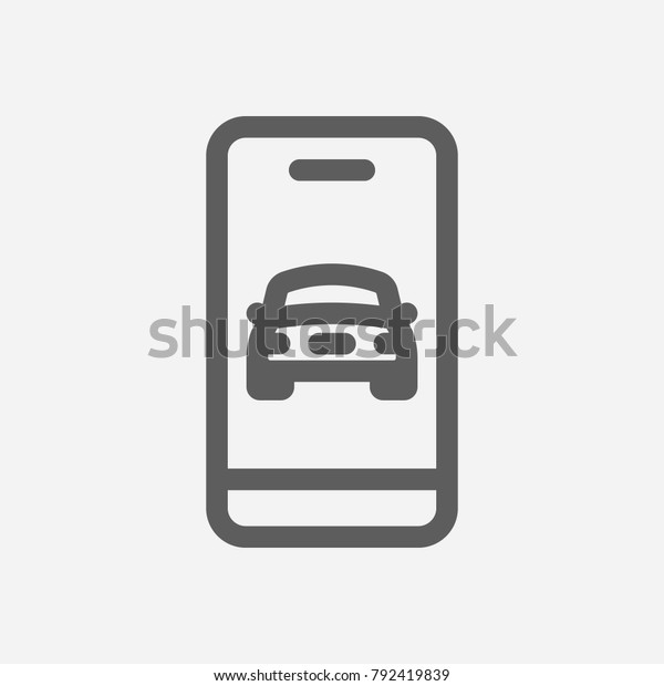 App taxi icon line symbol. Isolated vector\
illustration of taxi application sign concept for your web site\
mobile app logo UI design.