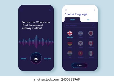 App Plantilla traduciendo voces diseño de Vector en eps 10