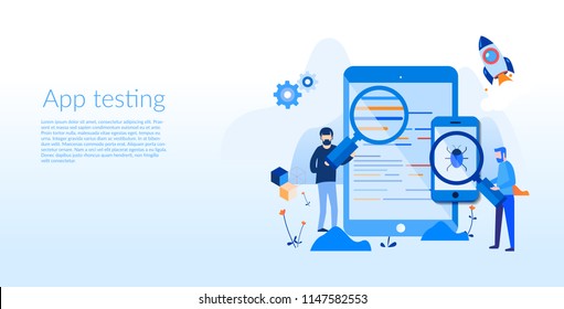 App Testing, Mobile application development process, Software API prototyping, Experienced Team-Vector Illustration,Graphic Design, mobile app building, Coding, programming. SEO. Search