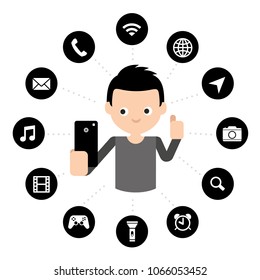 App Touchscreen Smart Phone Mobile Application Button Icon Symbol Vector Illustration