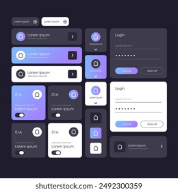 App ui kit for responsive mobile app or website with different application layout. Detailed wireframe for quick prototyping.