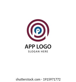 APP vector logo design in captain American shield. Protective logo template