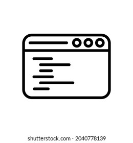 app window code, text editor line icon vector design, editable stroke line icon