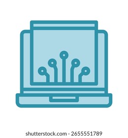 App Ventana de doble tono de color azul, mini icono de ilustración. uso para el concepto moderno, impresión, interfaz de usuario, kit de UX, Web y desarrollo de App. Vector relacionado con el trabajo a distancia, trabajo desde casa.