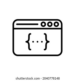 app window programming code line icon vector design, editable stroke line icon