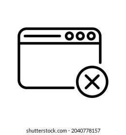 app window remove line icon vector design, editable stroke line icon