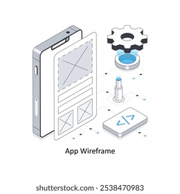 App Wireframe isometric stock illustration Eps 10 File