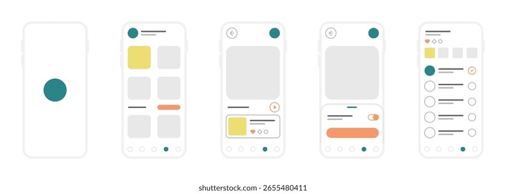 App Wireframe, trendy and elegant UI look with tricolor combination!