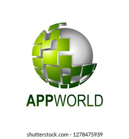 App world shiny digital sphere logo concept design template idea