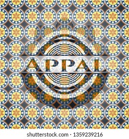 Appal arabic style badge. Arabesque decoration.