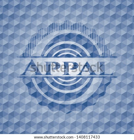 Appal blue emblem or badge with geometric pattern background. Vector Illustration. Detailed.