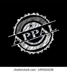 Appal chalk emblem written on a blackboard. Vector Illustration. Detailed.