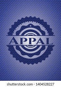 Appal emblem with jean texture. Vector Illustration. Detailed.