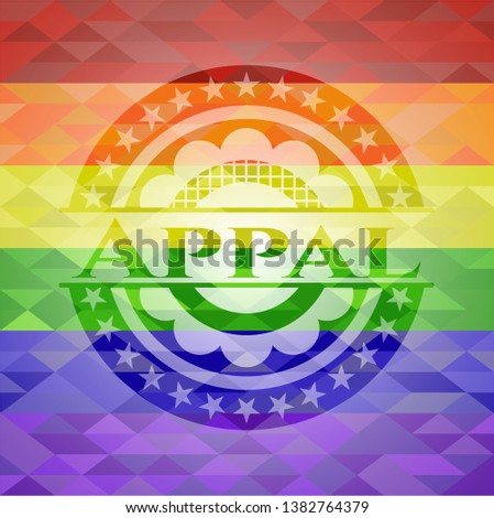 Appal emblem on mosaic background with the colors of the LGBT flag