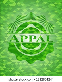 Appal green emblem with triangle mosaic background