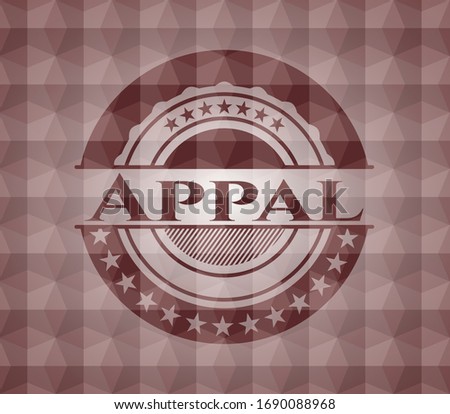 Appal red seamless badge with geometric pattern background.