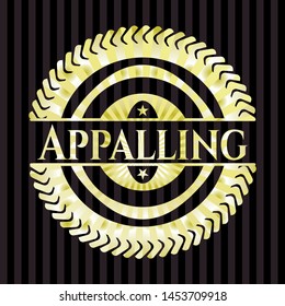 Appalling golden badge. Vector Illustration. Detailed.