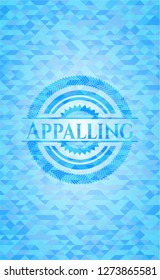 Appalling light blue emblem. Mosaic background