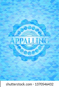 Appalling sky blue emblem with mosaic ecological style background