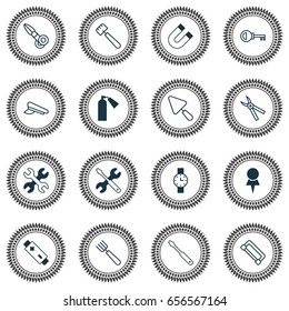 Apparatus Icons Set. Collection Of Cop Cap, Attraction, Firefighter And Other Elements. Also Includes Symbols Such As Repair, Timer, Clock.