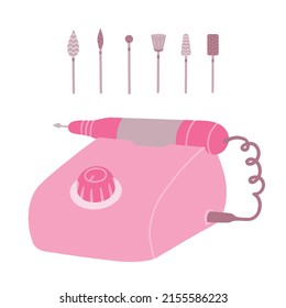 Apparatus for manicure, manicure cutter. Tool for manicure and pedicure. Vector Illustration for printing, backgrounds, covers, packaging, greeting cards, posters, sticker and textile. Isolated on whi