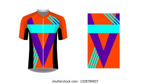 Apparel blank for triathlon, cycling, running competition, marathon and racing games. T-shirt sport design concept. Gaming casual clothing concept. Soccer sportswear. Sublimation print. Tech pack.