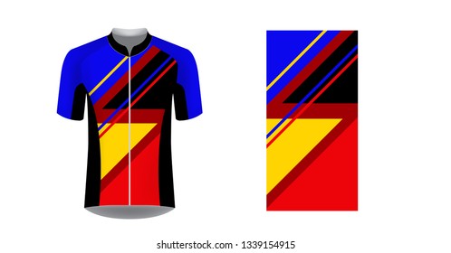 Apparel blank for triathlon, cycling, running competition, marathon and racing games. T-shirt sport design concept. Gaming casual clothing concept. Soccer sportswear. Sublimation print. Tech pack.