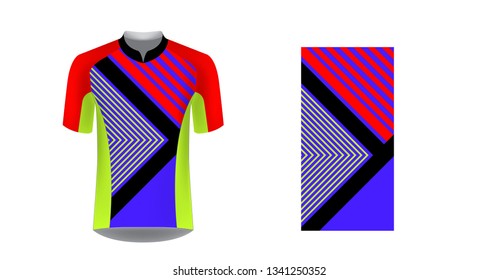Apparel blank for triathlon, cycling, running competition, marathon and racing games. T-shirt sport design concept. Gaming casual clothing concept. Soccer sportswear. Sublimation print. Tech pack.