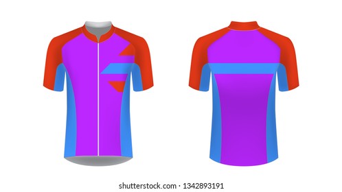 Apparel blank for triathlon, cycling, running competition, marathon and racing games. T-shirt sport design concept. Gaming casual clothing concept. Soccer sportswear. Sublimation print. Tech pack.