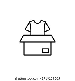 Ropa en el contorno del Vector de la caja, ropa del comercio electrónico,