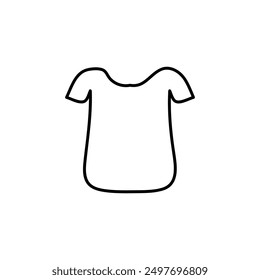 Apparel clothing t shirt in outline stroke line vector drawing  illustration isolated on white
