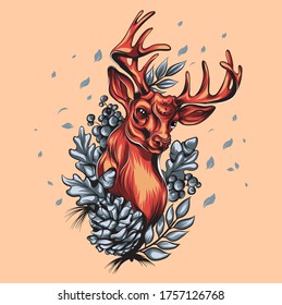 Apparel Deer Concept Art Vector Design