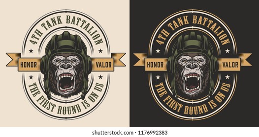 Apparel design with gorilla tankman. Vector illustration