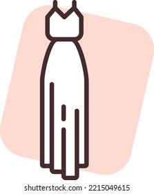 Apparel elegant dress, illustration, vector on white background.