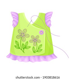Aparato con patrón floral bordado en la ilustración vectorial de TI