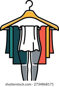 Colección de la muestra de la tela de la ropa en la suspensión de madera