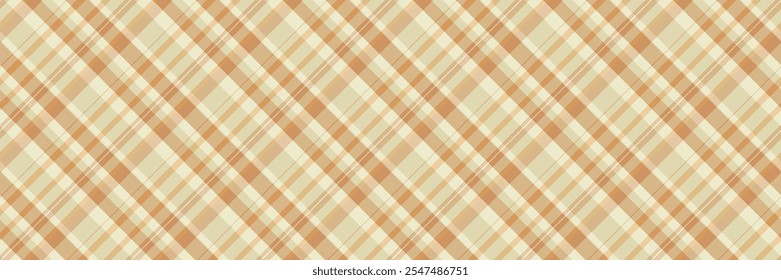 Apparel fabric textile plaid, warmth texture check tartan. Trend background seamless vector pattern in light and tan colors palette.